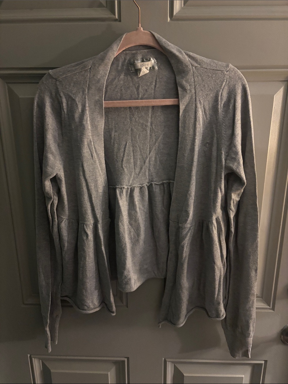 aerie Gray Open-Front Women's Cardigan with Gathered Back